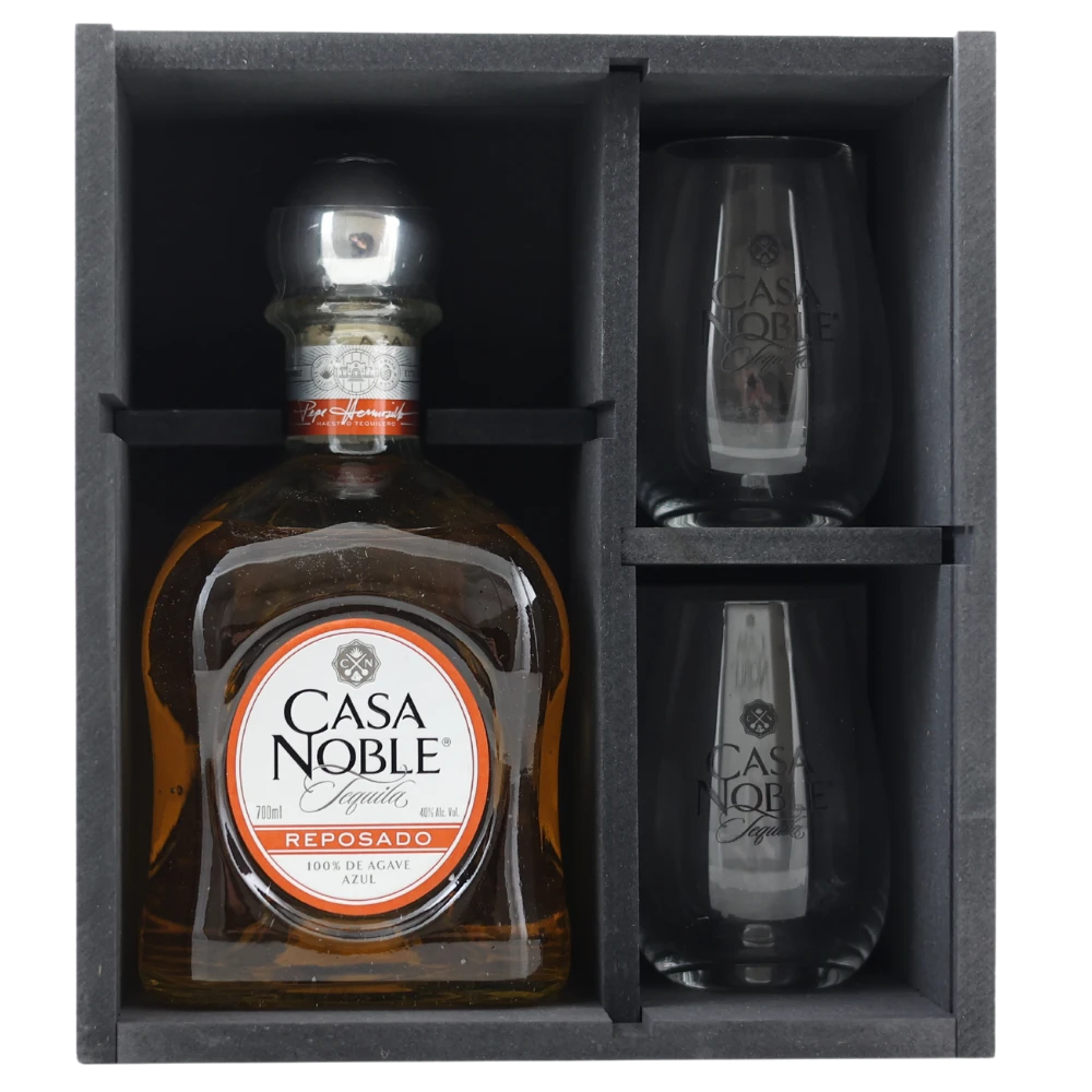 Casa Noble Reposado Tequila Mit Holzbox Inkl. 2 Gläser 40% 0,7l 3 Casa Noble Reposado Tequila Mit Holzbox Inkl. 2 Gläser 40% 0,7l