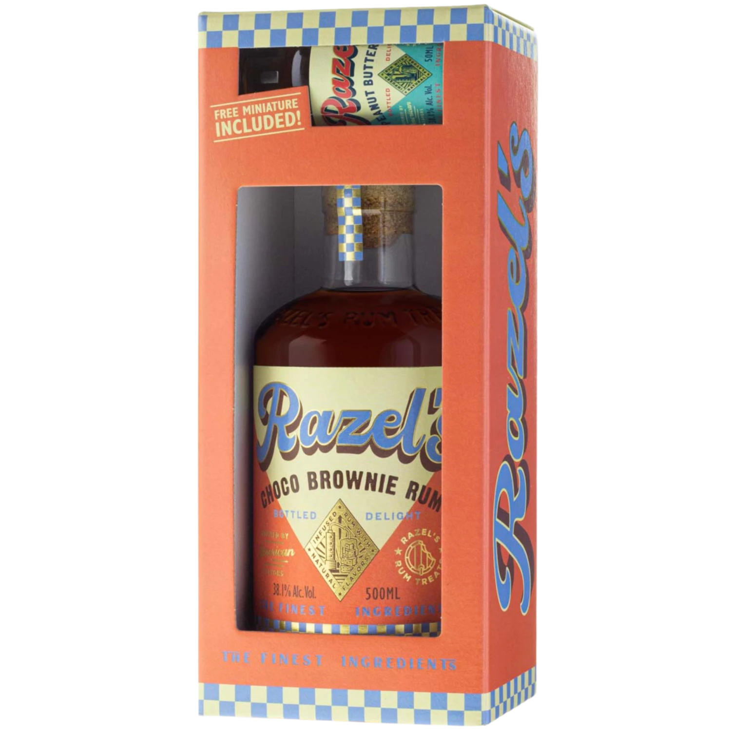 Razel's Choco Brownie Infused (Rum-Basis) 38,1% 0,5l + Razel's Peanut Butter Mini 3 Razel's Choco Brownie Infused (Rum-Basis) 38,1% 0,5l + Razel's Peanut Butter Mini